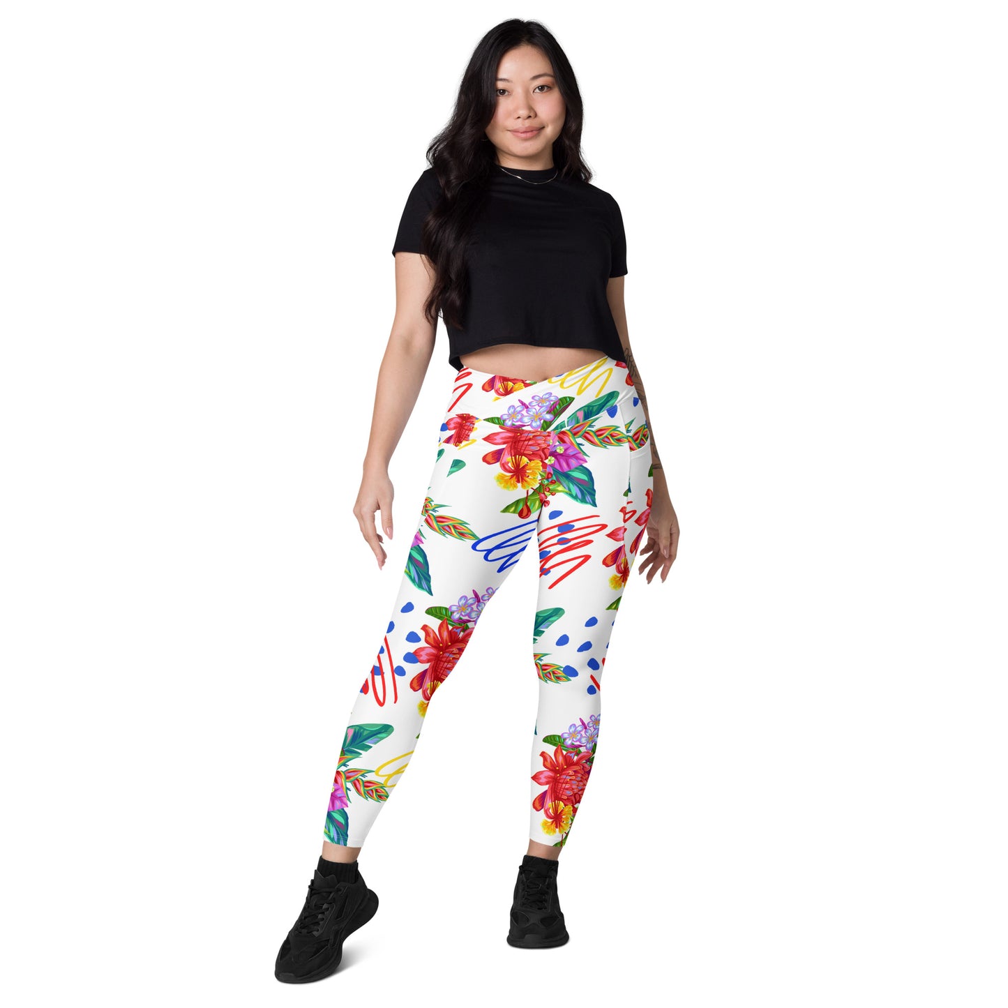 Crossover leggings with pockets