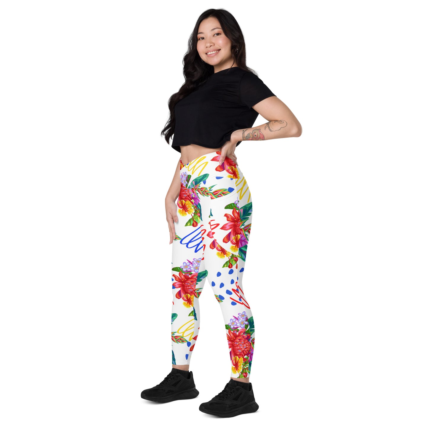 Crossover leggings with pockets